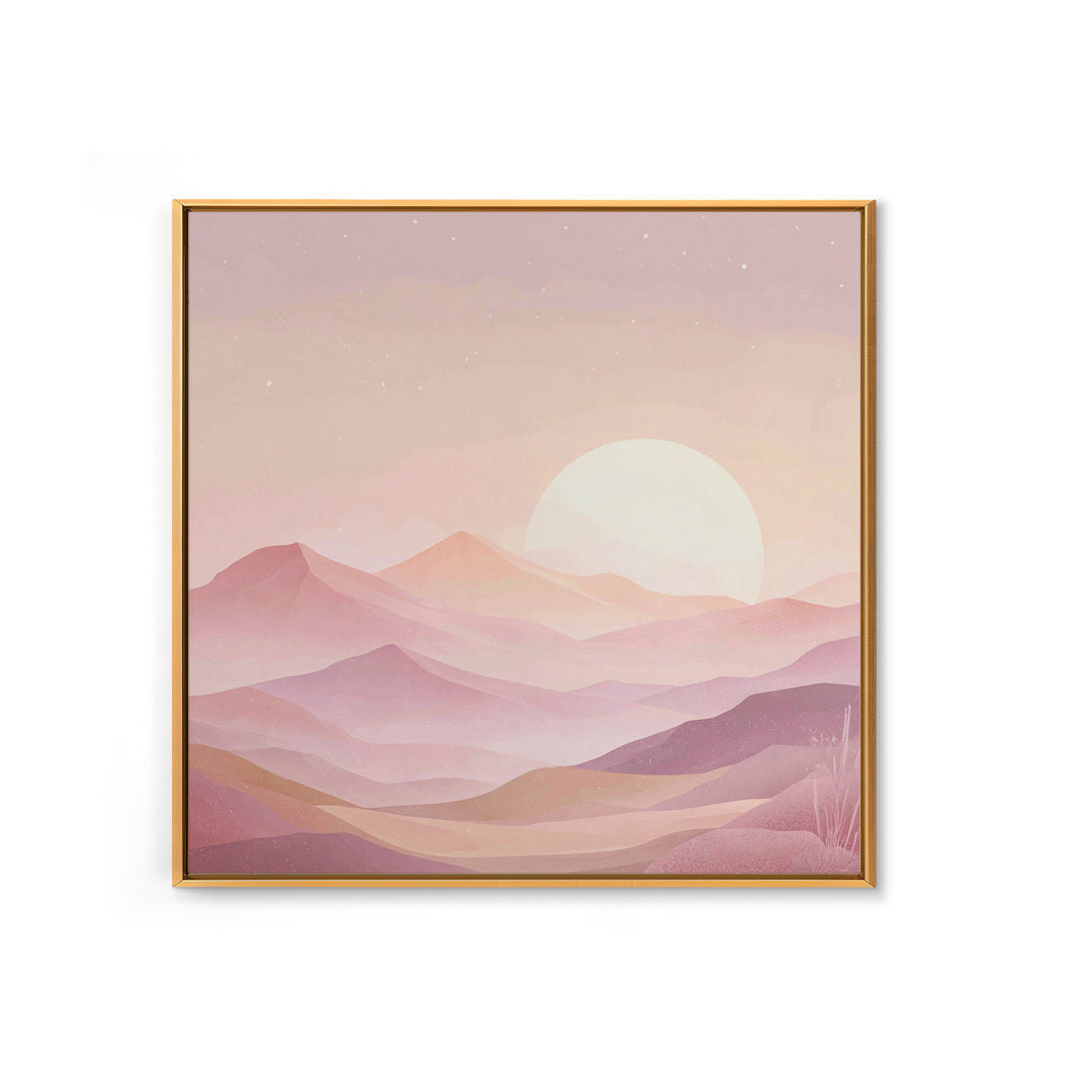 Minimalist Pink Moon Over Desert Mountains Wall Art, Celestial Landscape Print, Boho Bedroom Decor, Calming Nursery Art Gift