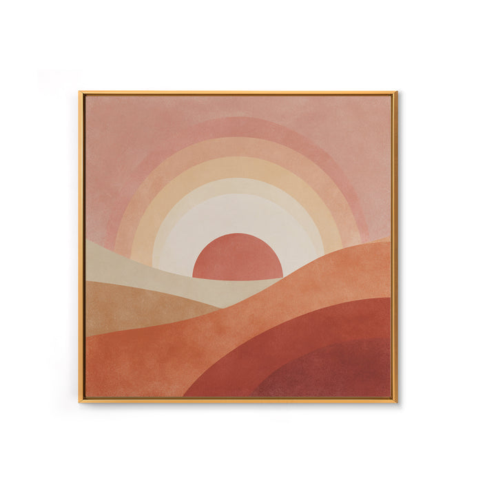 Terracotta Desert Sunset Rainbow Hills Wall Art, Boho Abstract Landscape Print, Warm Earth Tone Living Room Decor, Housewarming Gift