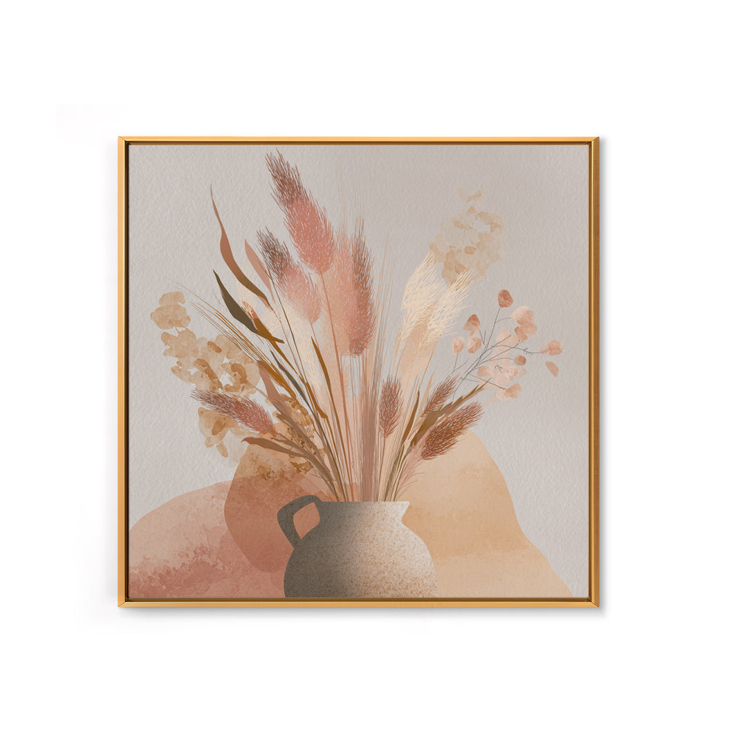 Neutral Pampas Grass Vase Wall Art, Boho Botanical Canvas Print, Earth Tone Floral Decor, Minimalist Living Room Wall Decor