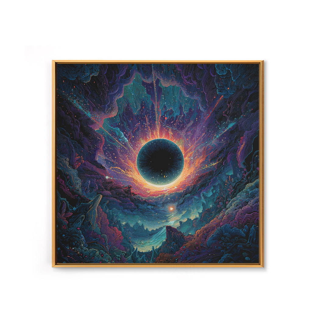 Cosmic Black Hole Abstract Space Landscape Wall Art Surreal Galaxy Painting Trippy Psychedelic Decor Modern Canvas Print