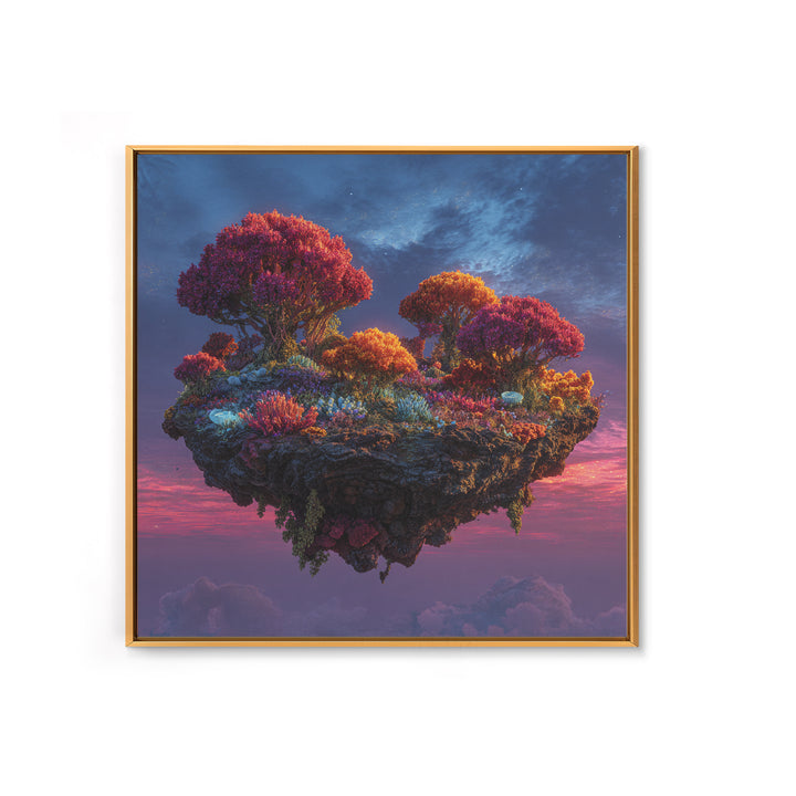 Floating Island Fantasy Landscape Canvas Print, Colorful Surreal Art, Dreamy Sky Wall Art, Fantasy Home Decor Living Room