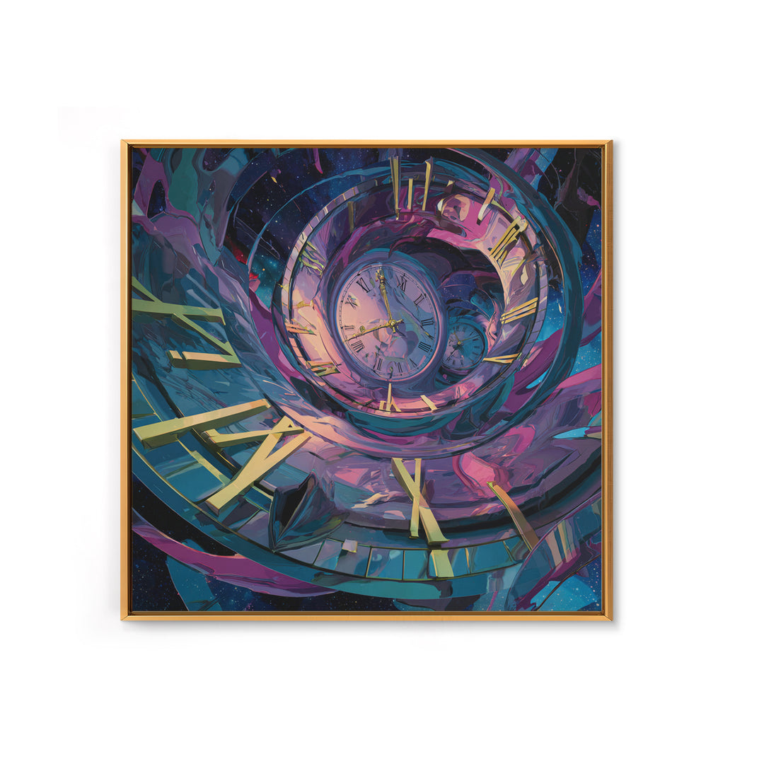 Surreal Spiral Clock Portal Wall Art, Cosmic Time Travel Canvas Print, Futuristic Sci Fi Decor For Office And Living Room