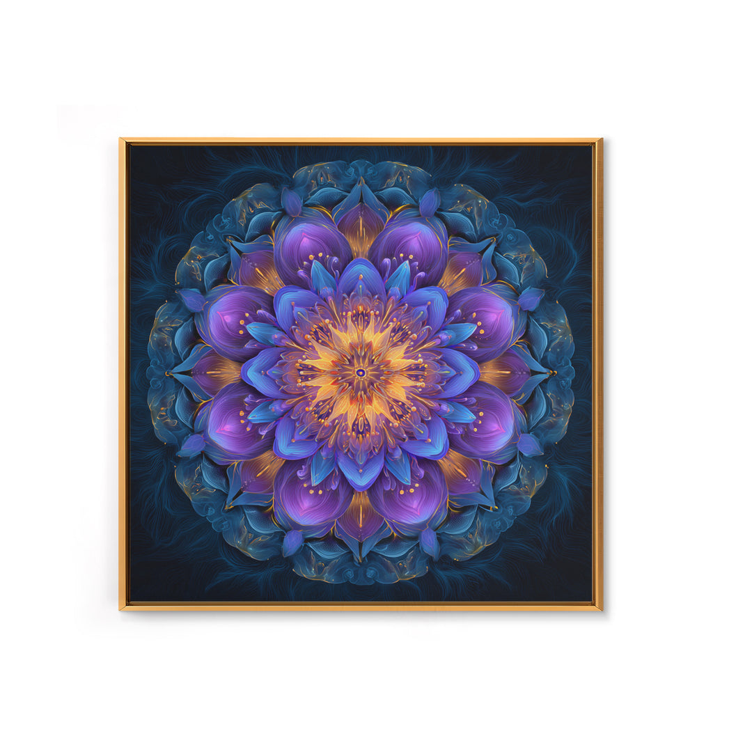Vibrant Mandala Flower Wall Art, Colorful Boho Sacred Geometry Canvas Print, Meditation Room Decor And Modern Spiritual Art