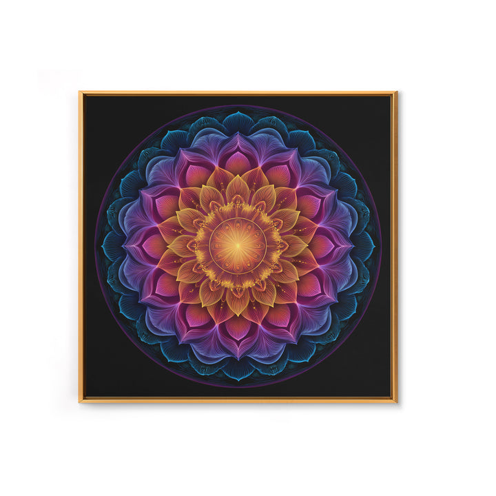 Rainbow Lotus Mandala Abstract Wall Art, Colorful Sacred Geometry Canvas Print, Boho Meditation Room Decor Spiritual Art