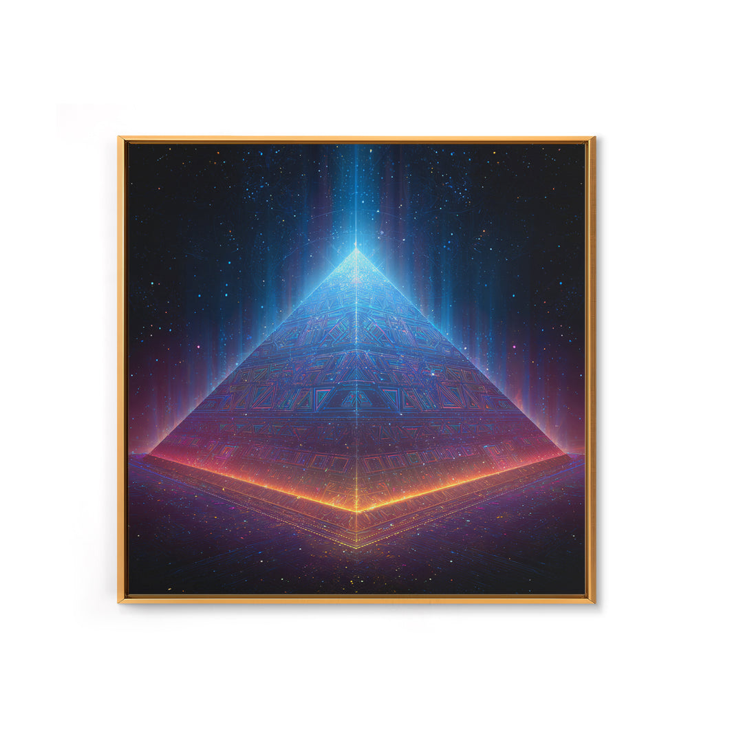 Luminous Pyramid In Space Wall Art, Futuristic Cosmic Landscape Canvas Print, Sci Fi Galaxy Decor For Gaming Or Media Room