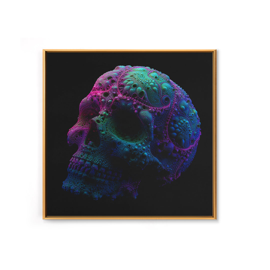 Psychedelic Neon Skull Wall Art, Colorful Surreal Skull Canvas Print, Modern Abstract Art, Trendy Home Decor