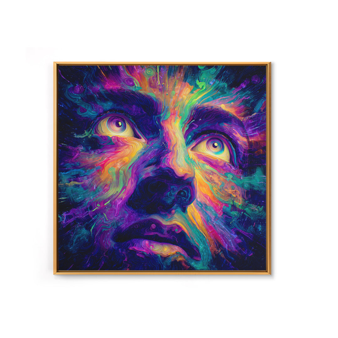 Psychedelic Rainbow Face Abstract Art Wall Art, Colorful Trippy Canvas Print, Modern Boho Aesthetic Room Decor