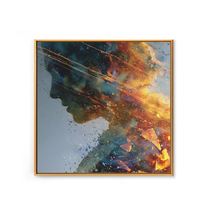Exploding Profile Abstract Wall Art, Dramatic Modern Canvas Print, Contemporary Surreal Art For Office Or Living Room Decor