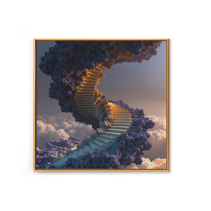 Surreal Staircase Through Clouds Canvas Print, Dreamy Sky Landscape, Whimsical Wall Art For Bedroom Or Living Room Decor