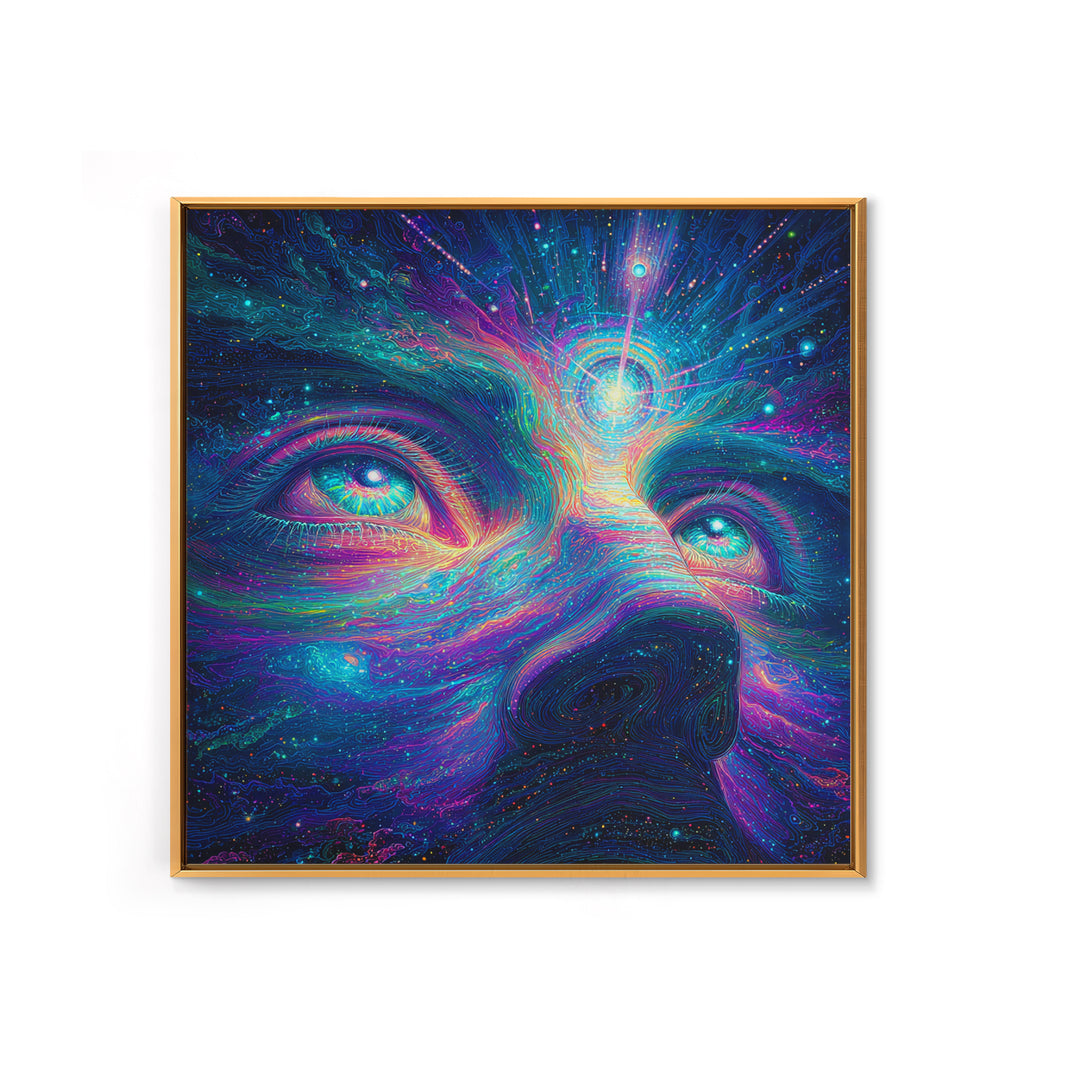 Cosmic Third Eye Visionary Face Wall Art, Psychedelic Galaxy Canvas Print, Spiritual Meditation Room Decor