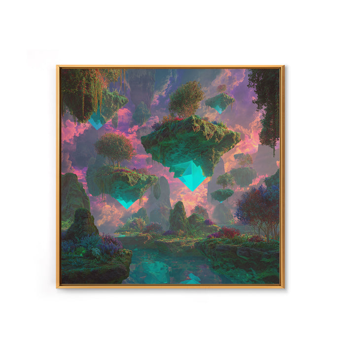 Floating Crystal Islands Fantasy Wall Art, Surreal Dreamscape Landscape, Colorful Fantasy Art, Modern Home Decor Canvas Print