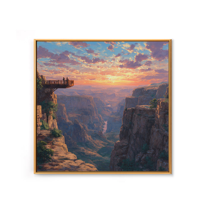 Grand Canyon Sunset Overlook Landscape Wall Art, Dramatic Sky Panoramic Canvas Print, Large Southwest Home Decor