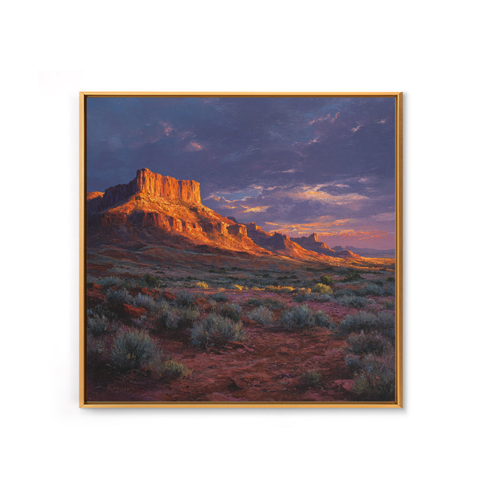 Desert Butte At Sunset Wall Art, Dramatic Western Landscape Canvas Print, Southwest Home Decor For Living Room Or Office