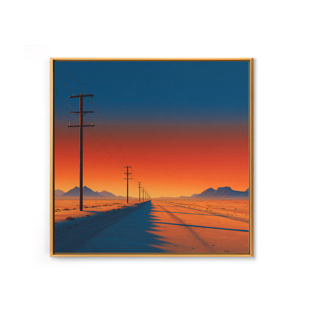 Minimal Desert Highway At Sunrise Wall Art, Colorful Modern Landscape Canvas Print, Southwestern Home Decor Office Art
