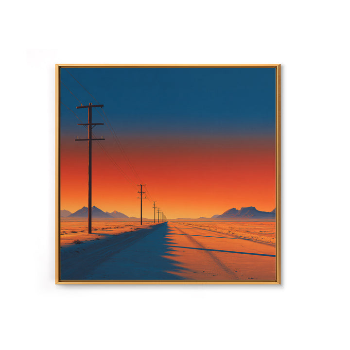 Minimal Desert Highway At Sunrise Wall Art, Colorful Modern Landscape Canvas Print, Southwestern Home Decor Office Art