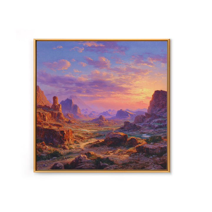 Sunset Desert Canyon Landscape Wall Art Colorful Western Painting Large Canvas Print Rustic Home Decor Living Room Wall Art