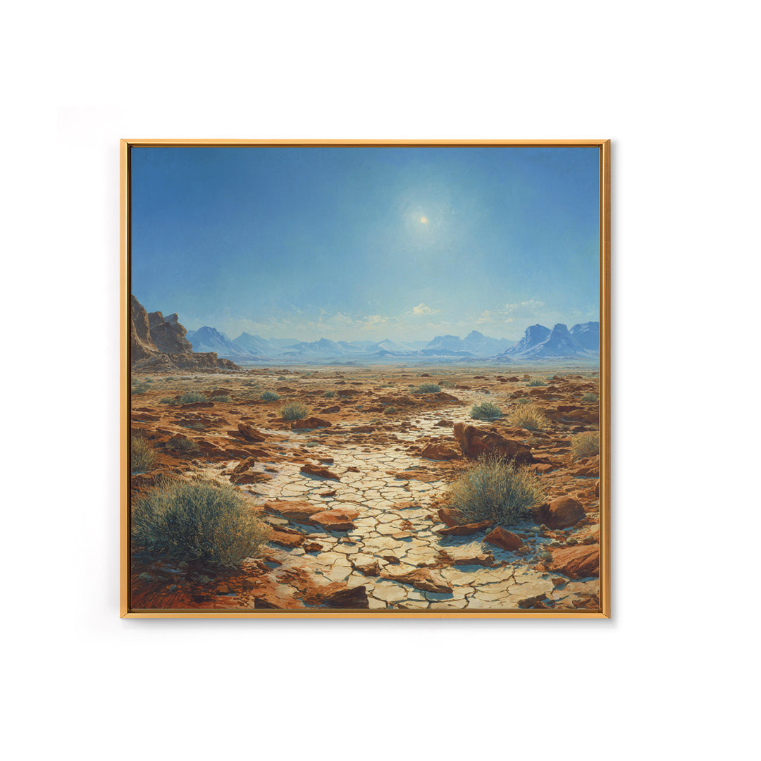 Sunlit Desert Plain Landscape Wall Art Print Southwestern Painting Rustic Nature Artwork For Living Room Decor Office Wall Art