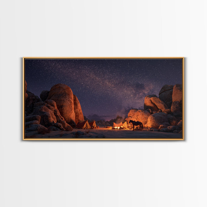 Epic Viking Warrior Kneeling With Sword In Snowy Landscape Dramatic Wall Art Original Canvas Print