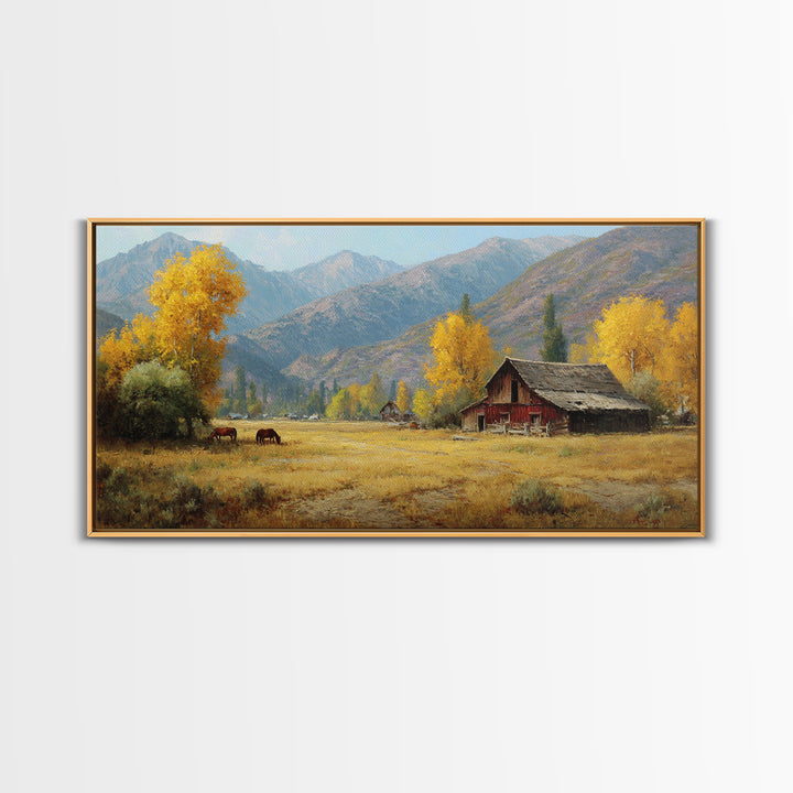 Stunning Autumn Mountain Landscape With Rich Foliage Wall Art Print For Rustic Living Room Decor Canvas Print