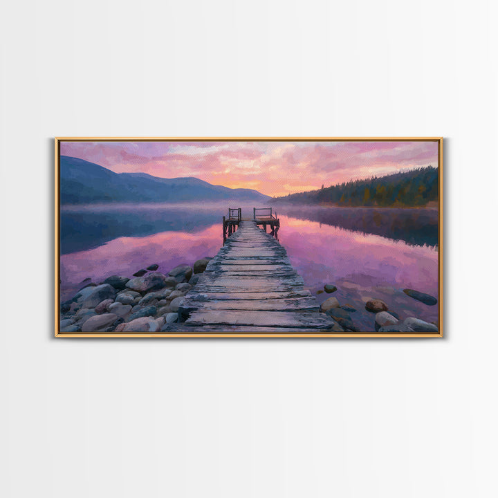 Serene Traditional Asian Temple Lit At Night With Misty Mountains Landscape Wall Art Canvas Print For Zen Decor