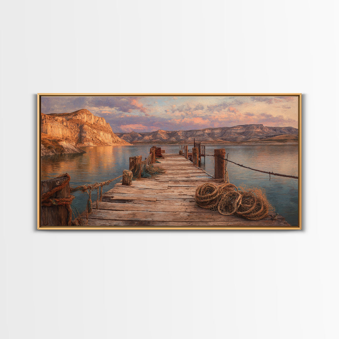 Scenic Tropical Beach Sunset Digital Art Canvas Print Bright Vibrant Colorful Wall Art Coastal Home Decor