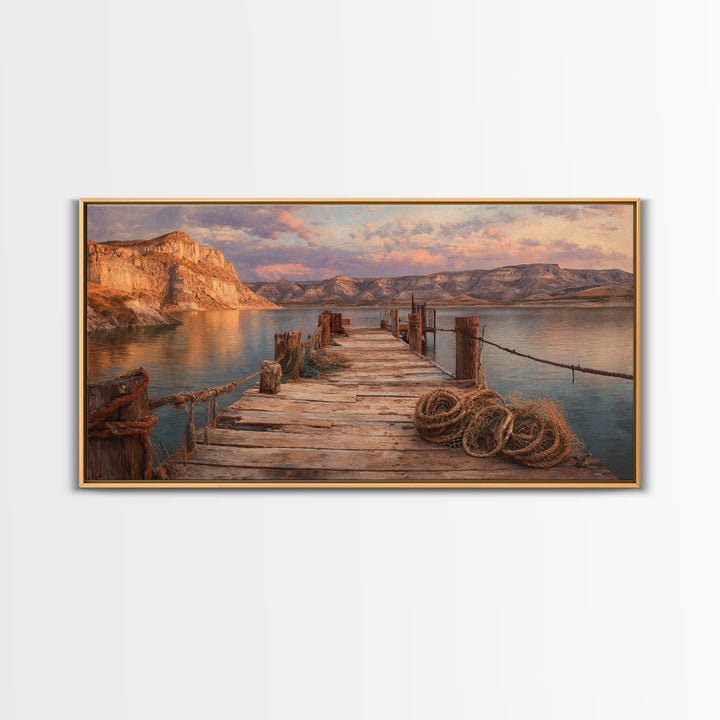 Scenic Tropical Beach Sunset Digital Art Canvas Print Bright Vibrant Colorful Wall Art Coastal Home Decor
