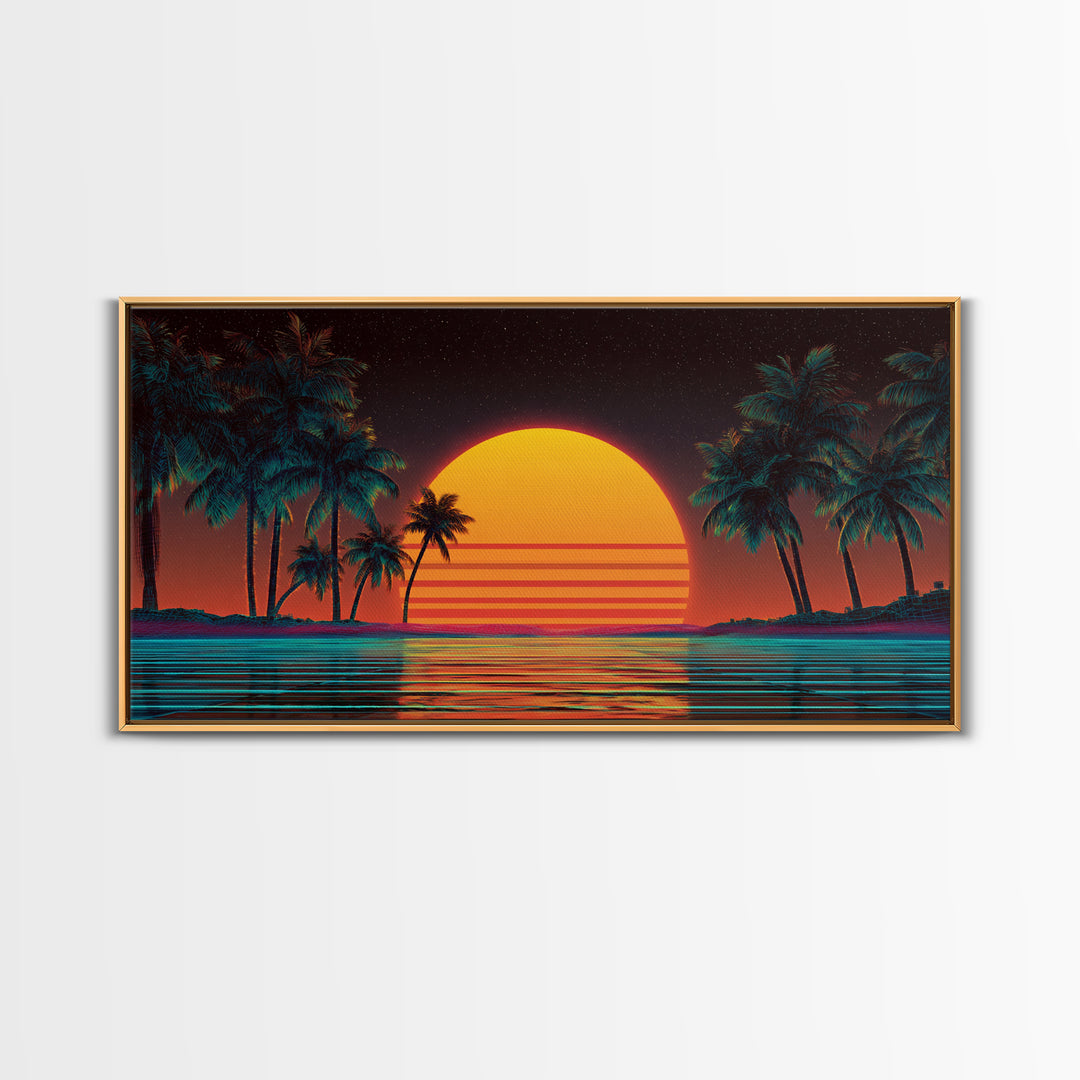 Beautiful Golden Sunset Over Ocean Calm Waves Large Wall Art Modern Coastal Canvas Print For Living Room And Bedroom Beach Decor