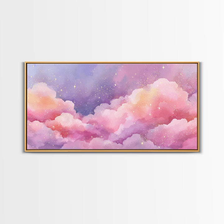 Pink Purple Cloudscape Wall Art, Pastel Celestial Decor, Dreamy Bedroom Wall Art, Nursery Wall Art, Whimsical Canvas Print