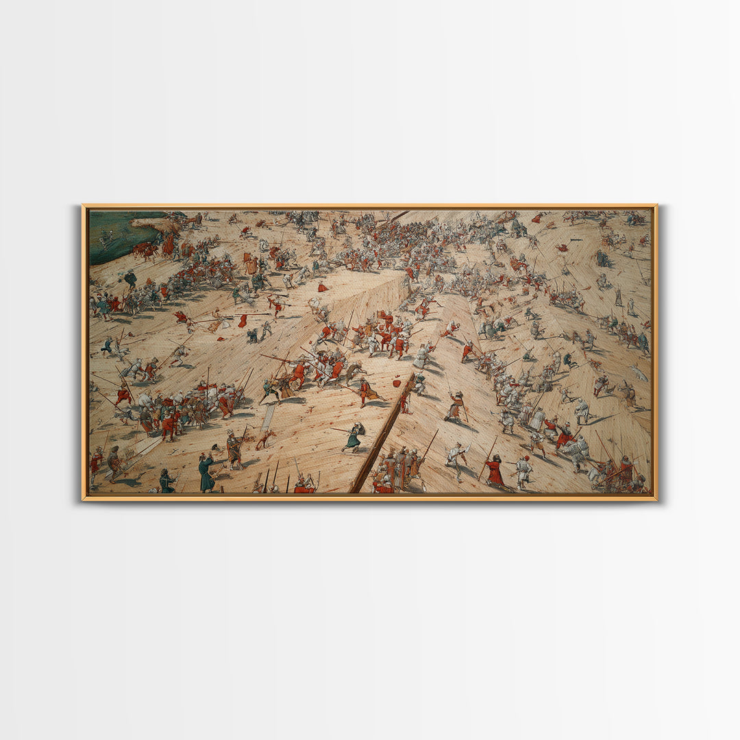 Medieval Battlefield Panorama Wall Art, Historic Army Battle Print, Detailed War Map Decor, Large Office Canvas Artwork, Gift For Him