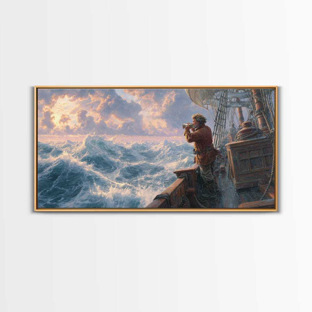 Stormy Ocean Ship Photographer Wall Art, Nautical Seascape Canvas Print, Maritime Decor, Coastal Gift For Him, Large Ocean Wall Decor