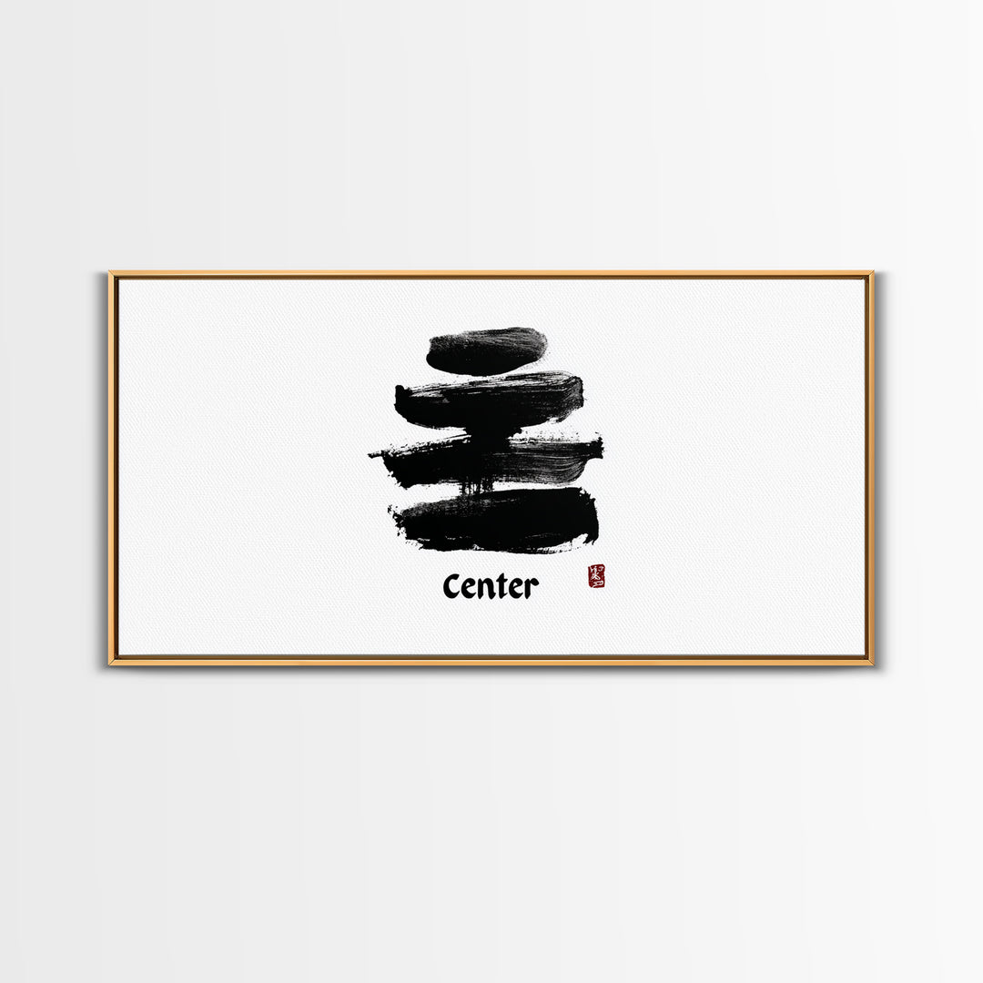 Zen Bamboo Brush Painting Minimalist Wall Art Black And White Ink Illustration Canvas Print Home Decor For Living Room And Office