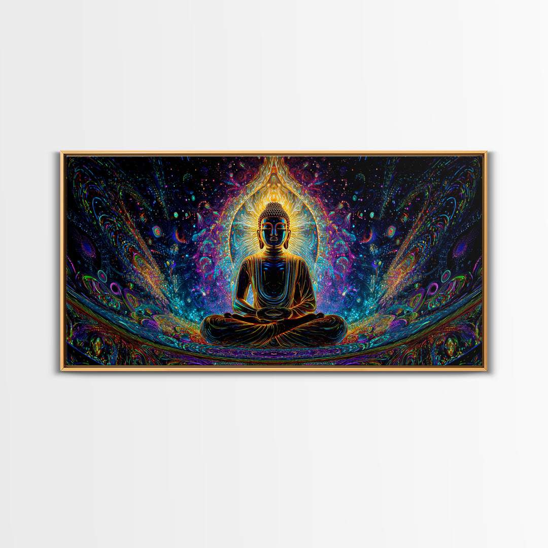 Vibrant Psychedelic Buddha Meditation Canvas Print Spiritual Wall Art Home Decor For Living Room And Yoga Space