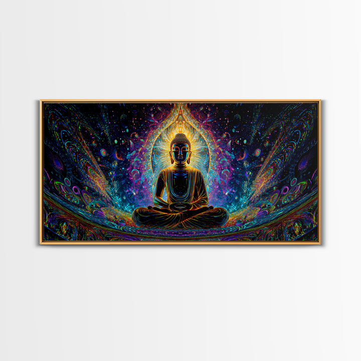 Vibrant Psychedelic Buddha Meditation Canvas Print Spiritual Wall Art Home Decor For Living Room And Yoga Space