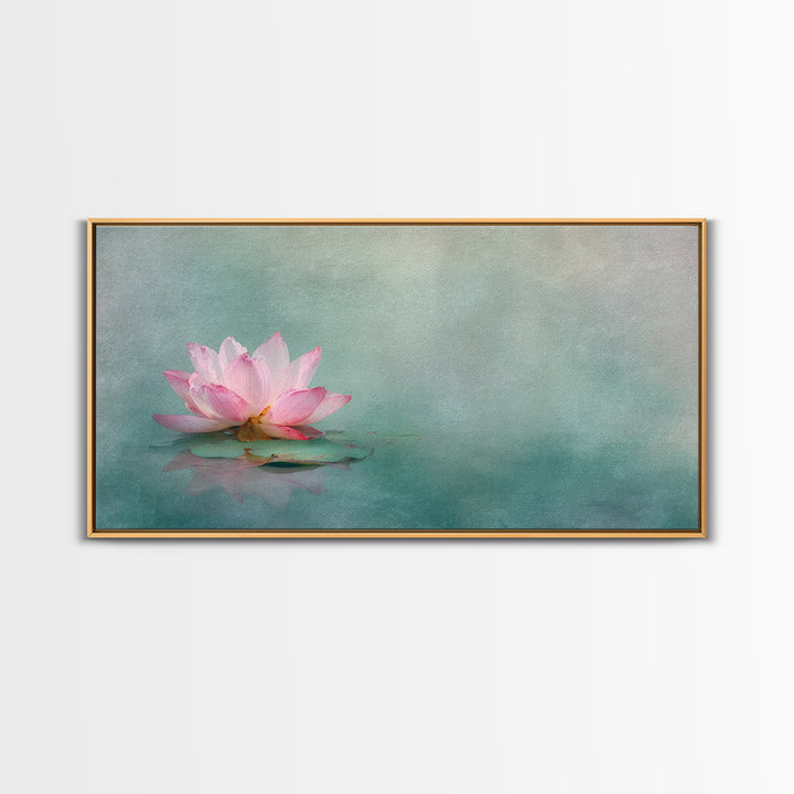 Elegant Pink Lotus Flower On Blue Water Serenity Floral Wall Art Canvas Print For Bedroom Or Living Room Decor
