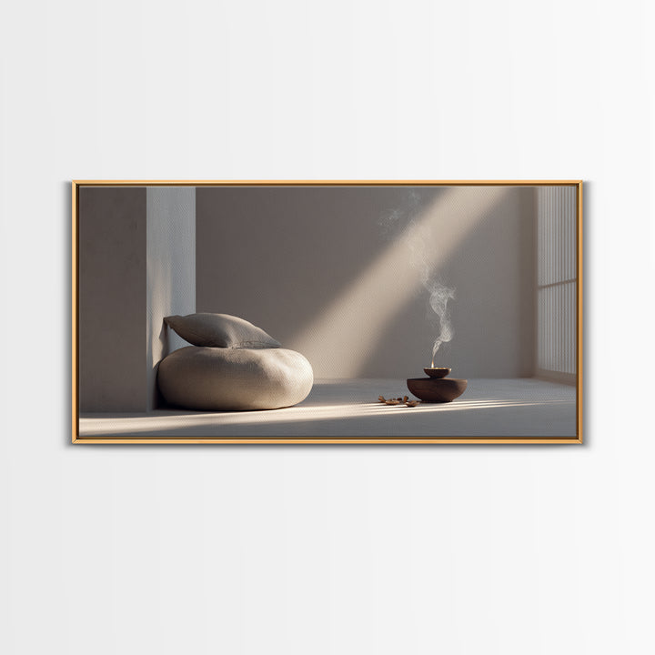 Serene Zen Room Calm Interior Design Wall Art Framed Canvas Print Minimalist Decor Modern Home Decor Relaxation Space Artwork