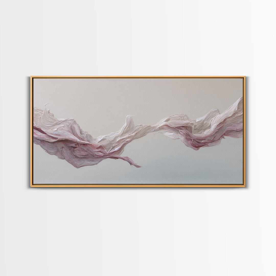 Elegant Abstract Flowing Pink And Beige Textured Acrylic Painting Canvas Print Perfect Modern Wall Art For Home Decor And Office