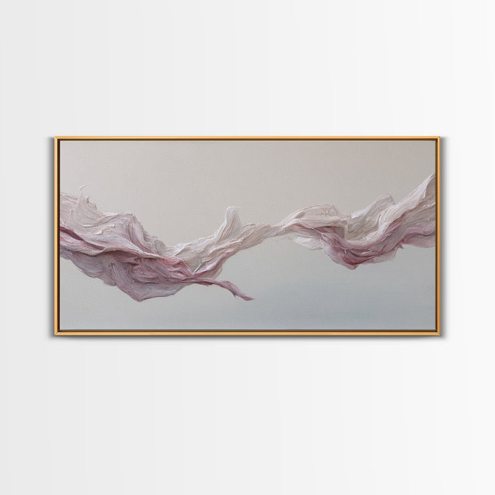 Elegant Abstract Flowing Pink And Beige Textured Acrylic Painting Canvas Print Perfect Modern Wall Art For Home Decor And Office