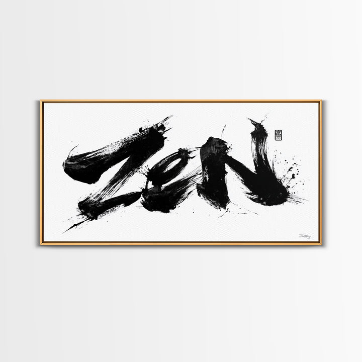 Japanese Kanji Ink Calligraphy Minimalist Wall Art Canvas Print Modern Home Decor Gift For Artist