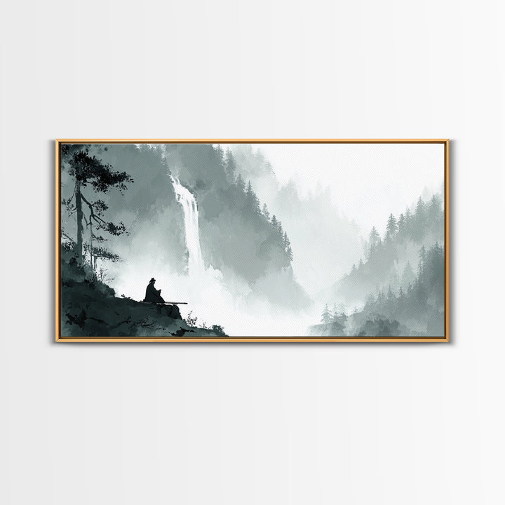 Peaceful Lakeside Township At Sunset With Glowing Lights Canvas Print Relaxing Wall Art For Bedroom Living Room Decor