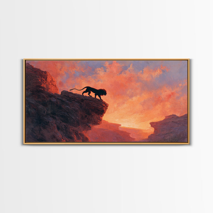 Black Panther Canyon Sunset Wall Art, Wildlife Canvas Print, Southwestern Decor, Big Cat Art, Dramatic Living Room Decor