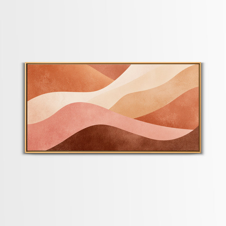 Terracotta Cream Wavy Abstract Canvas Print, Earth Tone Wall Art, Modern Boho Decor, Large Horizontal Living Room Art Print