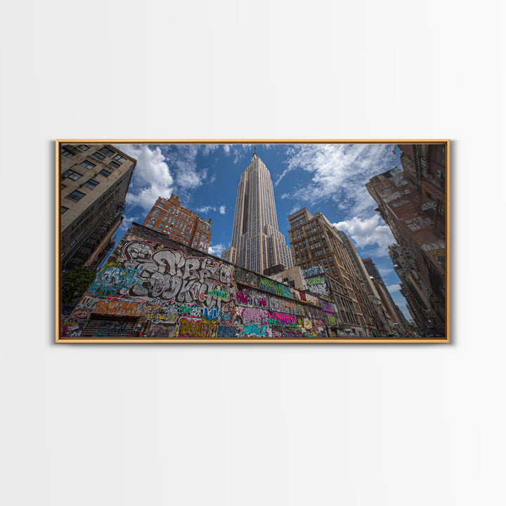 New York Graffiti Alley And Chrysler Building Wall Art, Urban Cityscape Print, NYC Travel Poster, Modern Office Decor For Loft