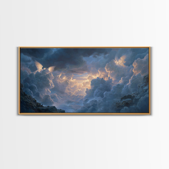 Angelic Cloudscape Heaven Light Wall Art, Celestial Fantasy Landscape, Serene Sky Canvas, Spiritual Home Decor Gift For Her