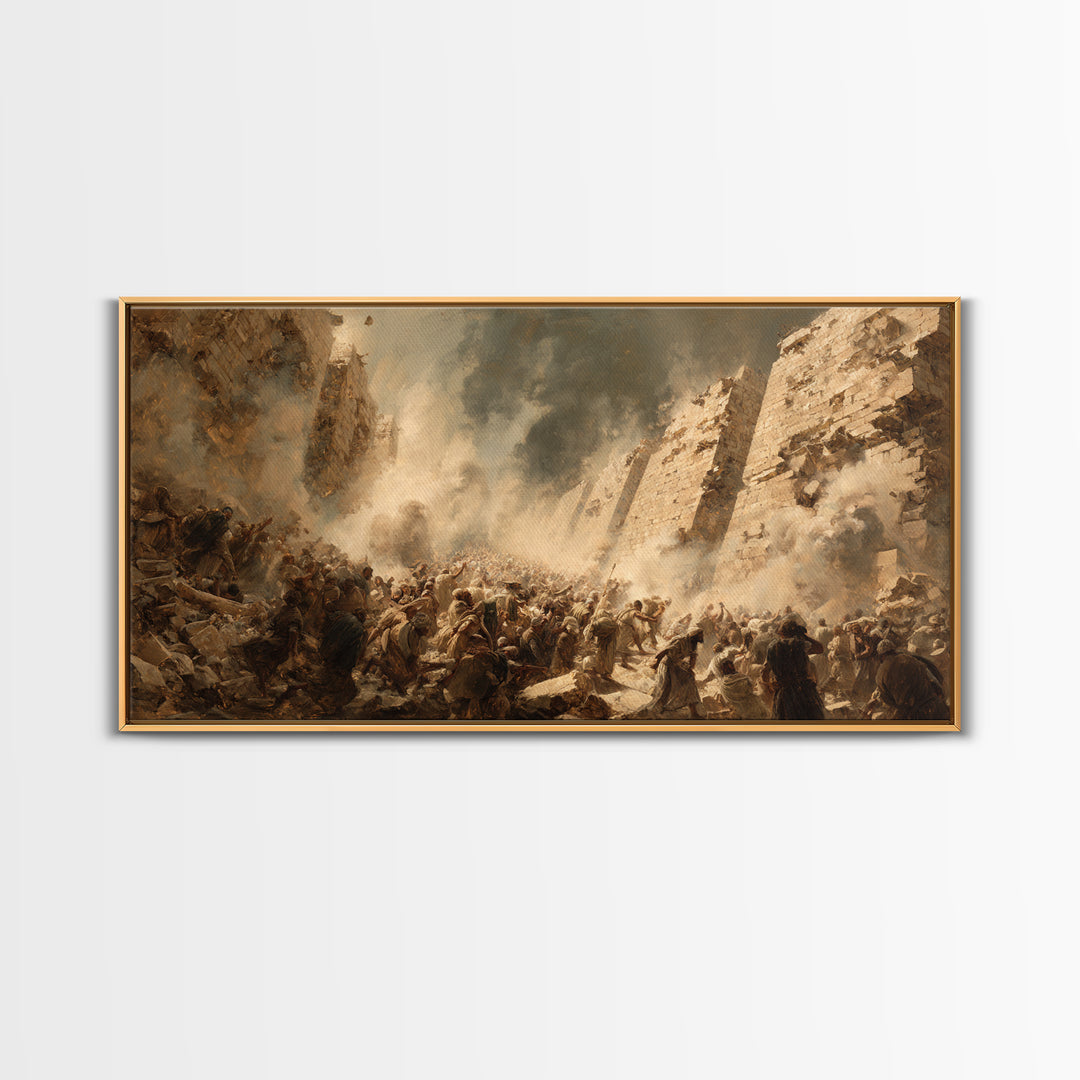 Ancient Siege Battle In Dust Wall Art, Historical War Canvas Print, Dramatic Figurative Art, Dark Academia Home Decor Gift