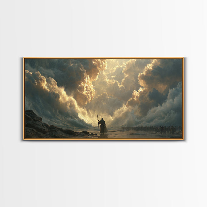 Epic Warrior Under Golden Storm Clouds Canvas Print, Fantasy Wall Art, Dramatic Battle Landscape, Medieval Decor Gift For Him
