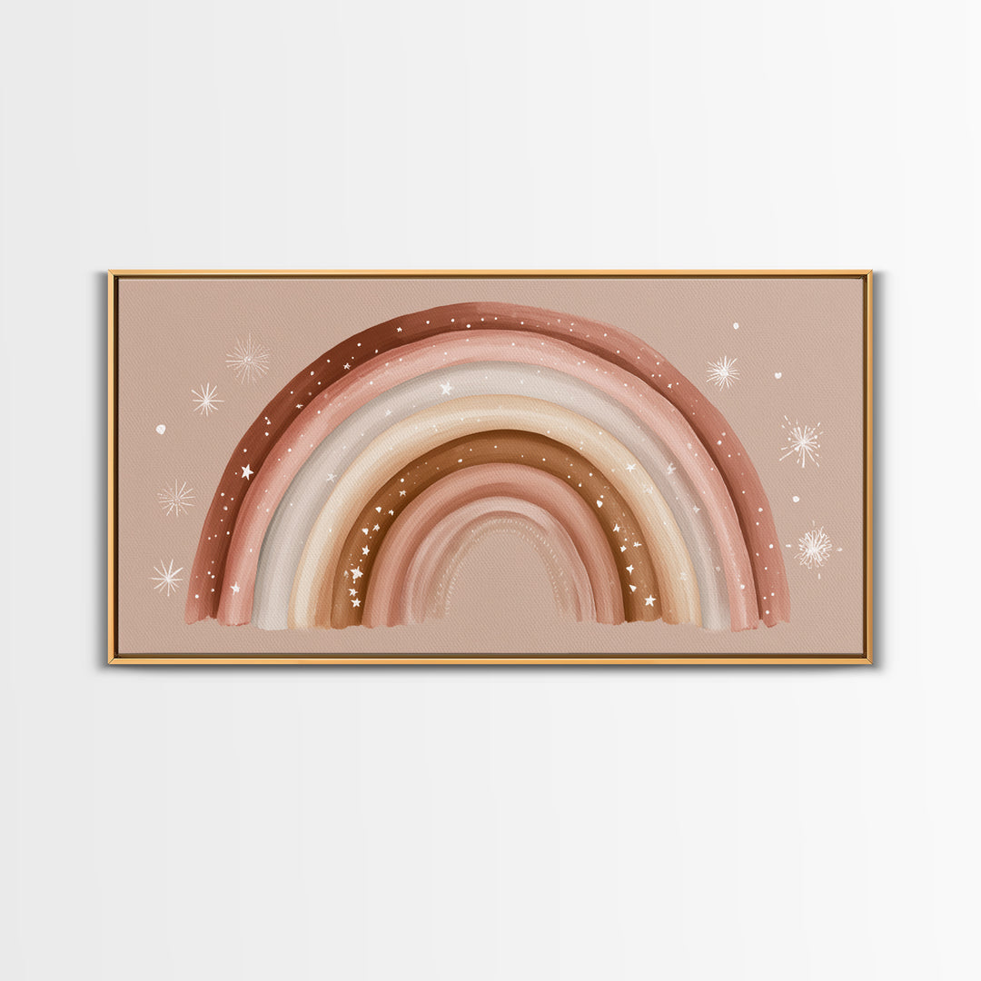 Boho Rainbow Nursery Wall Art, Earth Tone Canvas Print, Neutral Kids Room Decor, Above Crib Decor, Baby Shower Girl Gift