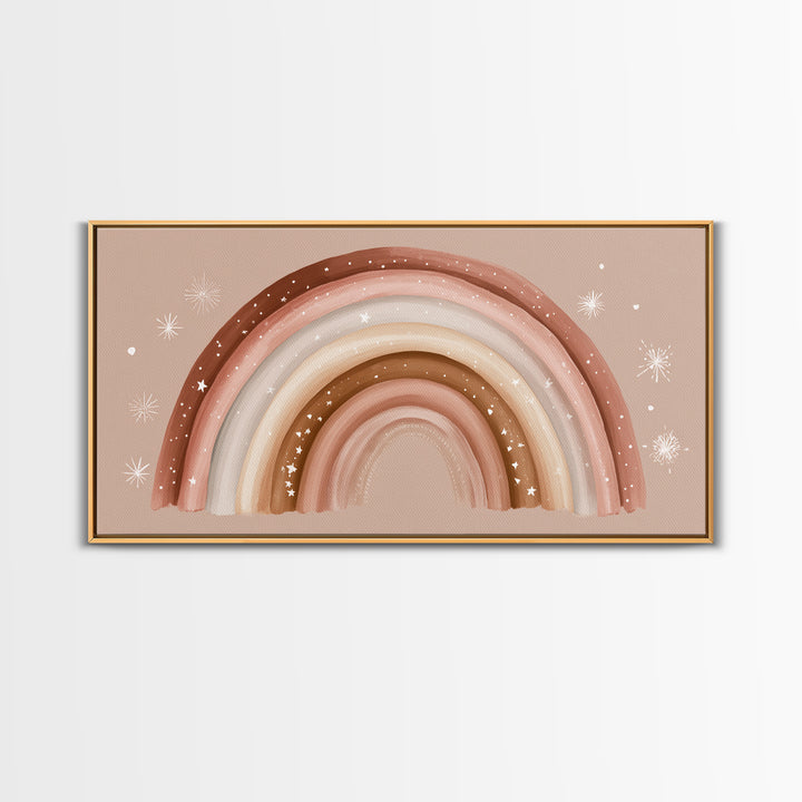 Boho Rainbow Nursery Wall Art, Earth Tone Canvas Print, Neutral Kids Room Decor, Above Crib Decor, Baby Shower Girl Gift