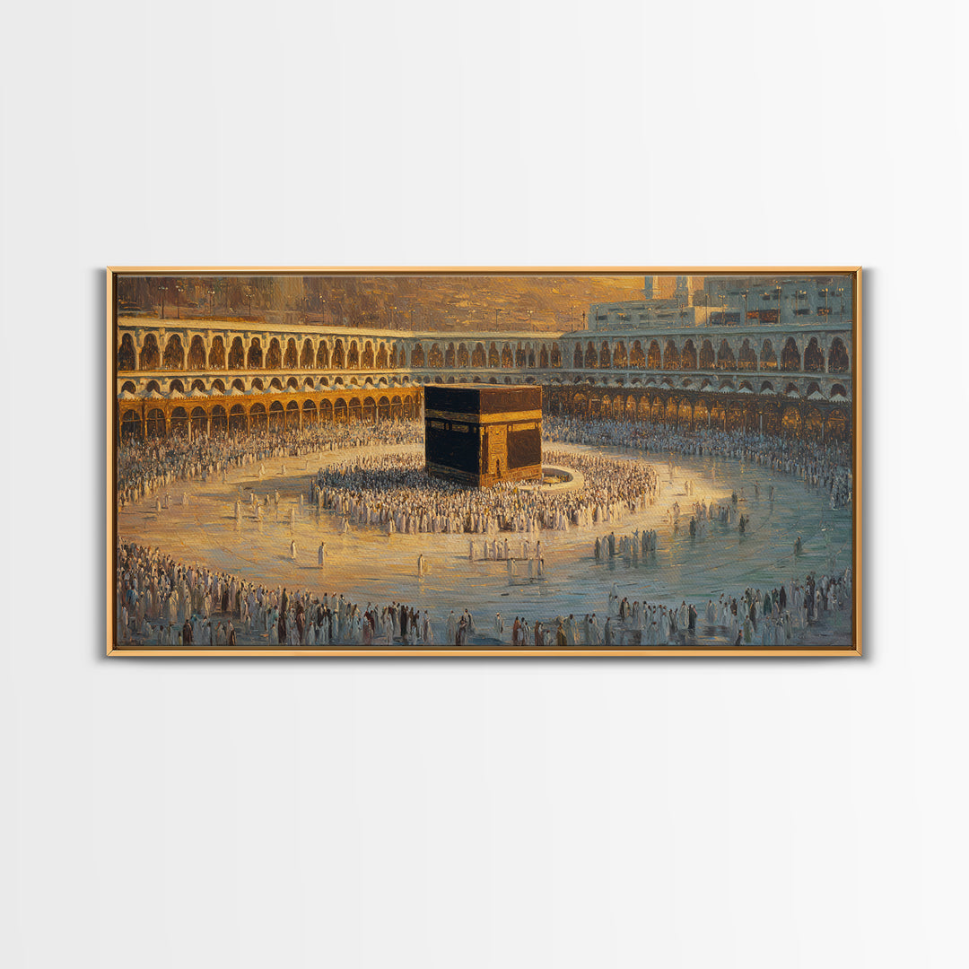 Kaaba Mecca Pilgrimage Wall Art, Islamic Framed Canvas Print, Muslim Home Decor, Ramadan Eid Gift, Prayer Room Art, Islamic Wall Decor