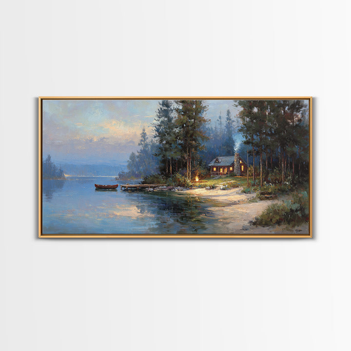 Golden Wheat Field With Rustic Windmill Under Blue Sky Charming Farmhouse Wall Art Framed Canvas Print For Country Home Decor And Living Room