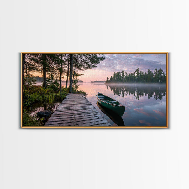 Tranquil Sunset Dock View With Lantern Framed Canvas Print Wall Art Coastal Home Decor Bedroom Wall Art